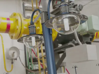 Street Light -7- Blue Version -2 Lamps- Low-poly 3D model