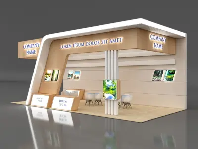 Booth Exhibition Stand Stall 11x7m Height 450 cm 3 Side Open 3D model