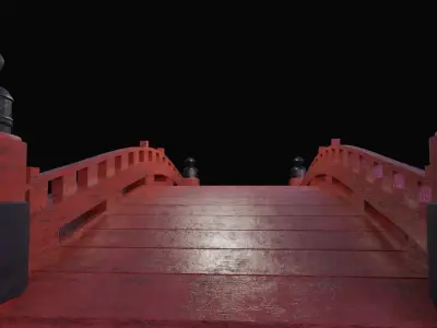Japanese bridge Low-poly 3D model 2