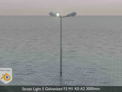 Street Light 5 Galvanized F3 M1 K0 A2 3000mm Low-poly 3D model