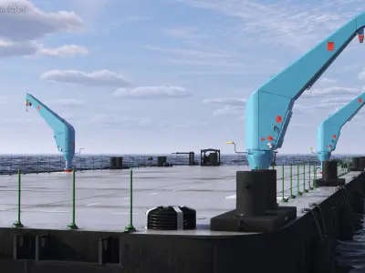  Pontoon Barge with Cranes 