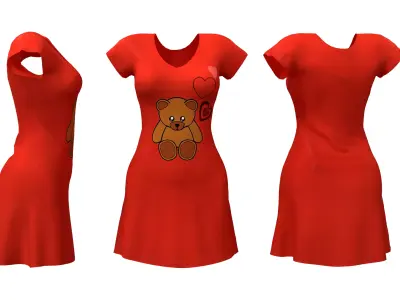 Ladies Sleepshirt Dress Low-poly 3D model