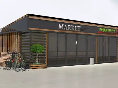 Barnhouse mini market Low-poly 3D model