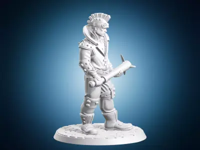 Cyberpunk Street Punk Miniature With Bat 3D print model