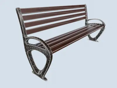 Street bench low poly pbr game ready Low-poly 3D model 6