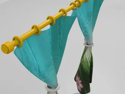 Curtains double Low-poly 3D model