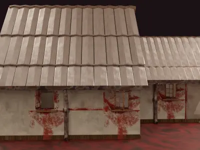 Horror Mansion Gothic House Bloodstained Walls Cursed Doors  Low-poly 3D model