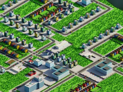 Low Poly Town Pack Low-poly 3D model