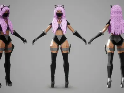 SCIFI FEMALE V2 - Low Poly Style Female Character Low-poly 3D model