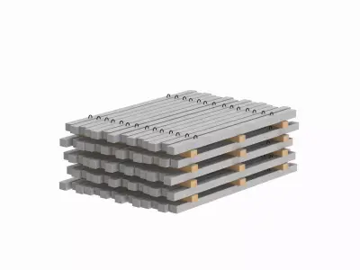 Concrete Slabs On Wood Planks 3D model