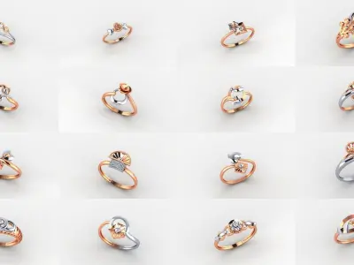 51 Flower Minimalist Ultra light Weight Plain Gold Ring  3D Model Pack