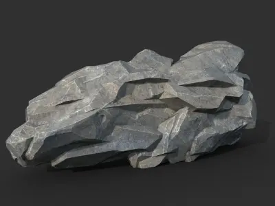 Low poly Gray Rock Formation B 190421 Low-poly 3D model