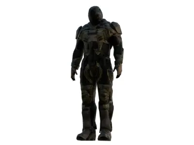 Futuristic Soldier 3D Model Rigged for Games Cinematics Low-poly 3D model