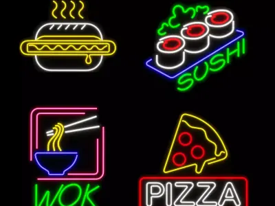 Neon sign Pizza Low-poly 3D model