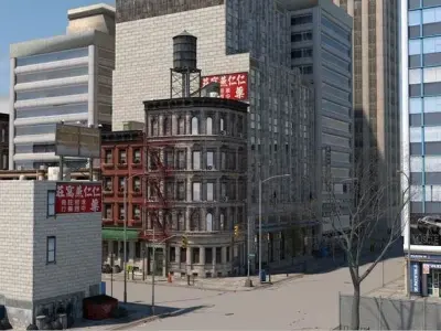 5 street blocks high detailed city building Chinatown  3D model
