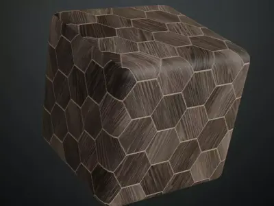 Dark Hexagonal Wood Tiles PBR Seamless Texture