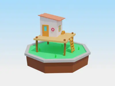 Low Poly Beach Scene 3D Model for download Low-poly 3D model