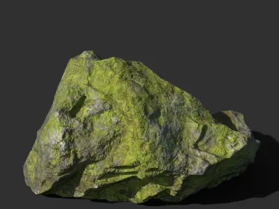 Low poly sharp block mossy rock 181114 Low-poly 3D model