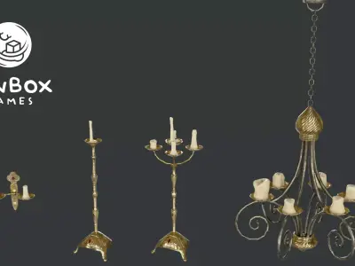 Renaissance Lights Candleholder Chandelier Low-poly 3D model