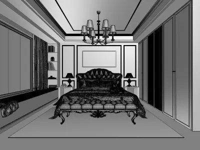 American-style bedroom 3D model 3D model