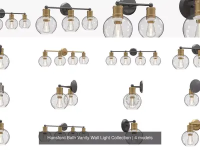 Hansford Bath Vanity Wall Light Collection 3D Model Pack