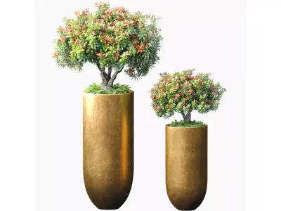 Decorative flowering tree classic gold tall vase urn  ArtDeco  3D model