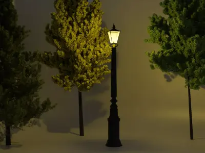 Street Lamp Low poly 4K PBR Textures Game Ready Low-poly 3D model