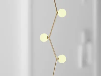 Scandinavian style floor lamp with glass ball shades 3D model