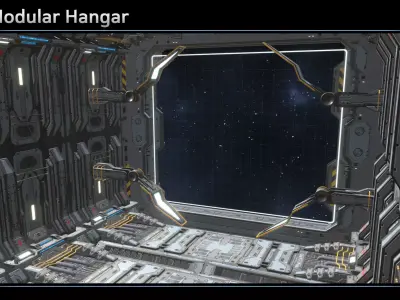 Scifi Modular Hangar Low-poly 3D model