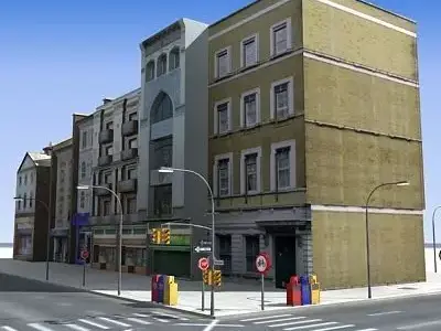 Low poly city block 15 Low-poly 3D model