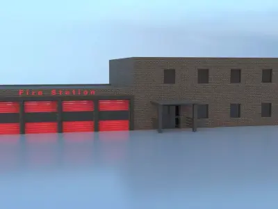 City Fire Station 1 Low-poly 3D model