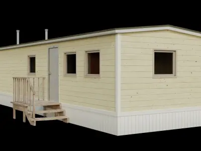 Trailer house with interior Low-poly 3D model