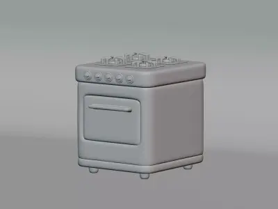 Cooker Gas Stove Low-poly 3D model