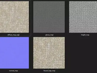 PBR Tiling Map for Yellow Stone Granite 2K 3D model