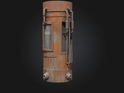 Rusty Stasis Chamber  A Forgotten Capsule from a Dystopian Past 3D model