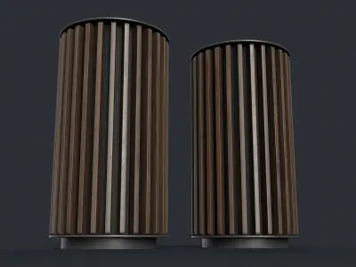 Street Trash Can 43 PBR Game Ready Low-poly 3D model