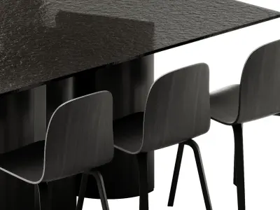 Eforma Plai Crystal Table and Muuto Visu Chair 3D model