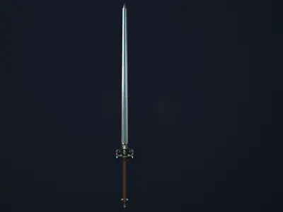 Chineese stylized two-handed sword Low-poly 3D model