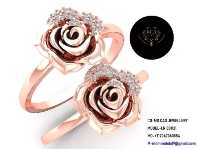 Light weight Rose Ladies Ring 3D print model purchase