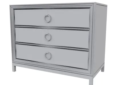 Hickory white Alex Three Drawer Chest  3D model