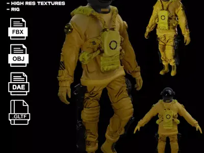 Space suit - Astro Biohazard unit 1 Low-poly 3D model