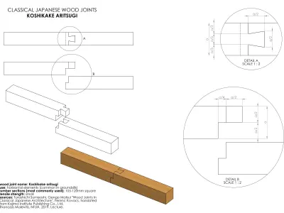 Koshikake Aritsugi - Classical Japanese Wood Joint  Free 3D model