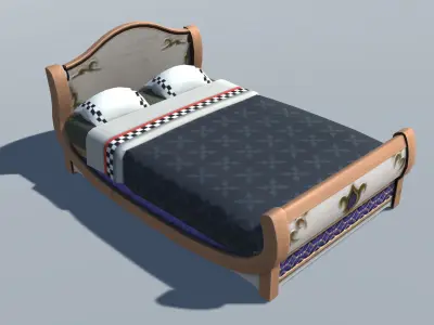 Bedroom Set C ornate door Low-poly 3D model