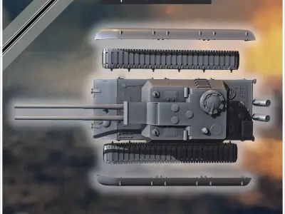 Flakzwilling 88mm Flak 43 L71 auf E-100 Alligator Entwicklung tw 3D print model