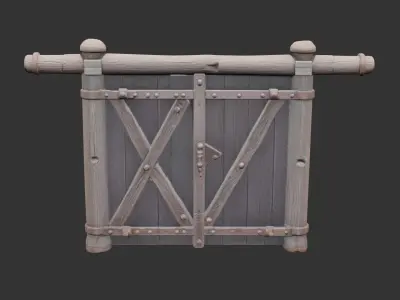 Old Wooden Barn Gate Low-poly 3D model