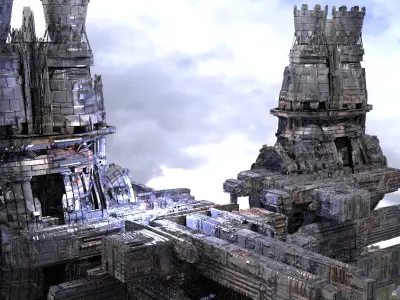 Steampunk Colossal Sci Fi Tower Plaza   3D model