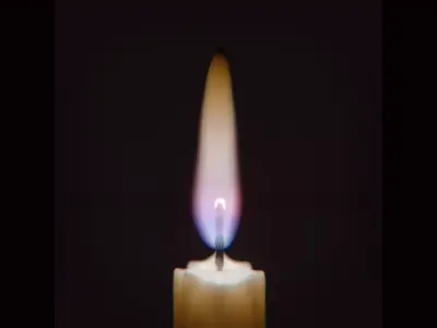 Candle with procedural flame 3D model