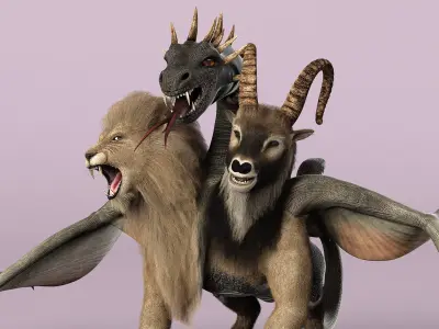  Mythical Chimera with Fur for Cinema 4D Hair and Fur 