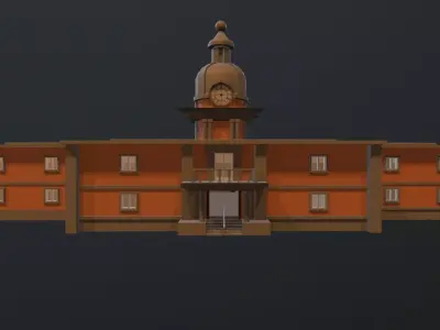 abandoned courthouse V2 Low-poly 3D model