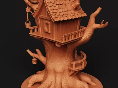 Fantasy Treehouse Model -  Fairy Garden Miniature  3D print model